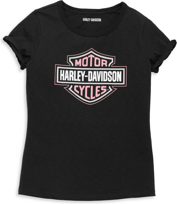 Harley-Davidson Women'S Bar & Shield Cuffed Sleeve Graphic Tee- Black Beauty | 96116-22VW