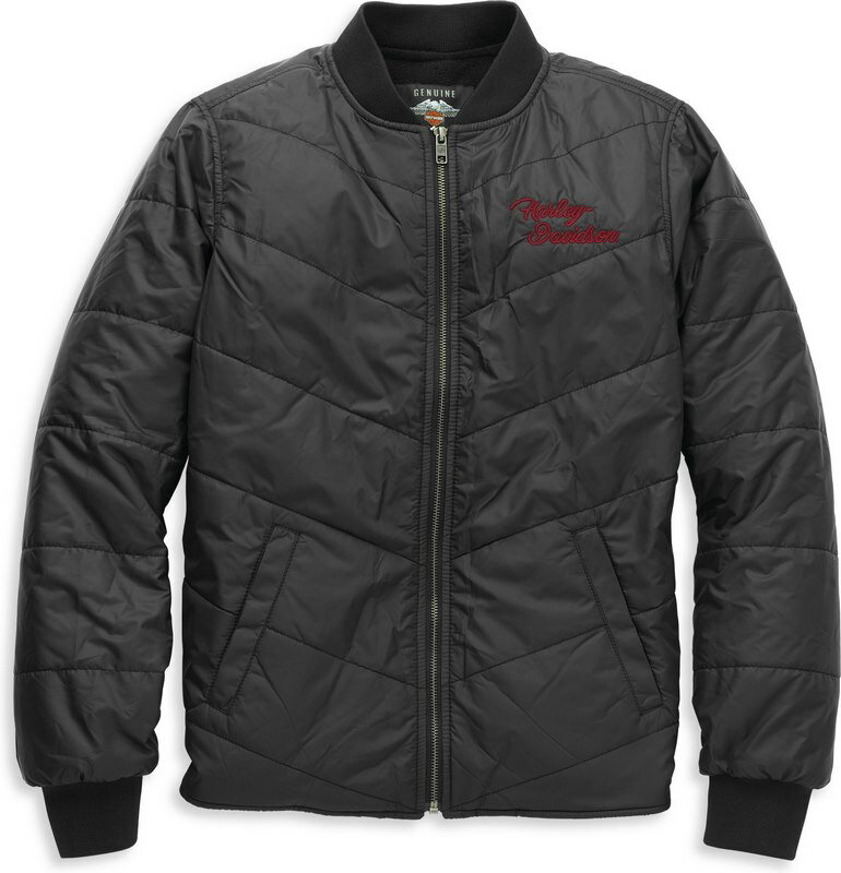 Harley-Davidson Women'S Silver Wing Script Font Quilted Jacket- Black Beauty | 97412-22VW
