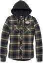Harley-Davidson Bar & Shield Women'S Flannel Shirt Jacket W/ Removable Hood- Yarn Dyed Plaid-Black Beauty | 96224-22VW