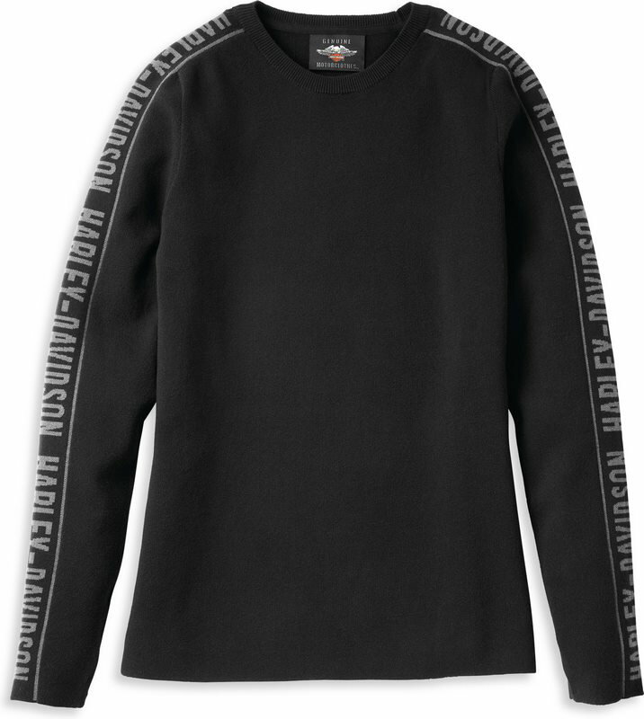 Harley-Davidson Jacquard Sleeve Sweater For Women- Black Beauty | 96220-22VW