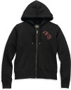 Harley-Davidson Silver Wing Script Zip Front Hoodie For Women- Black Beauty | 96...