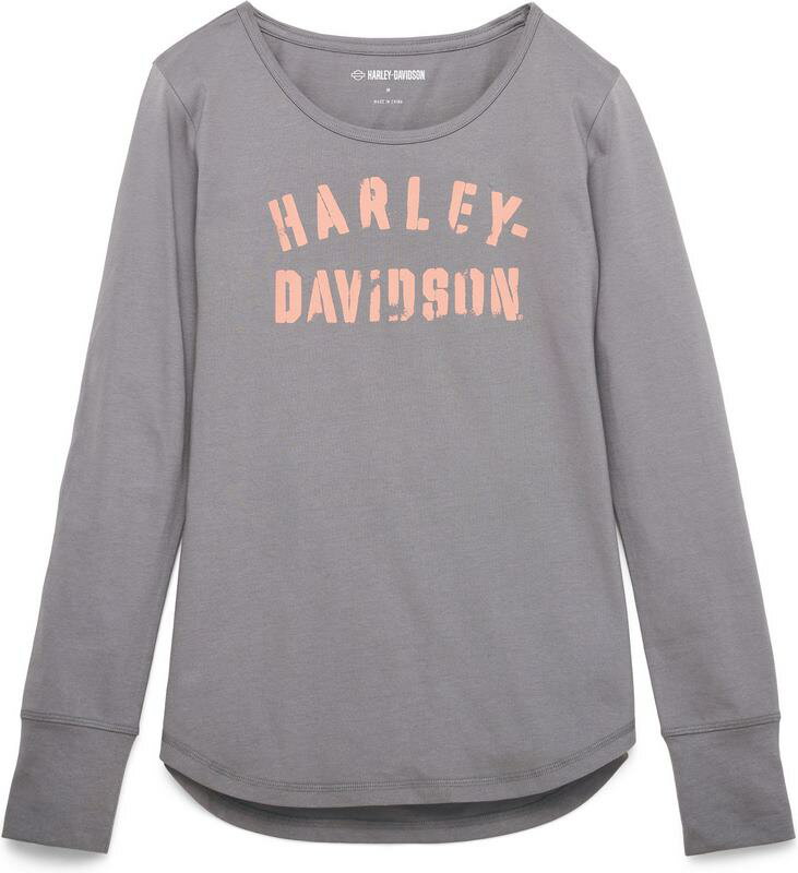 Harley-Davidson Women'S Stencil Long Sleeve Knit Top- Granite Grey | 96447-22VW