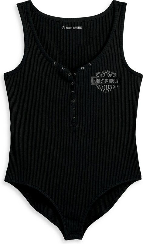 Harley-Davidson Women'S Iron Bond Henley Bodysuit- Black Beauty | 96214-23VW
