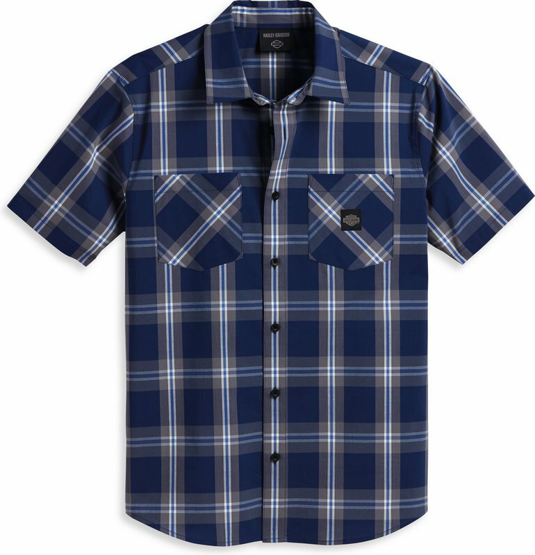 Harley-Davidson Men'S Staple Poplin Shirt- Blue Plaid | 96163-23VM