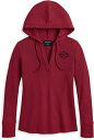 Harley-Davidson Women'S Bohemian Hooded Thermal Knit Top- Tibetan Red | 96257-23VW