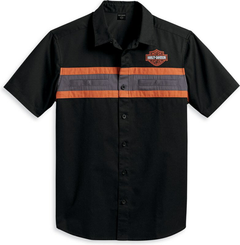 Harley-Davidson Shirt-Woven- Colorblock-Design-Black Beauty | 96157-23VM