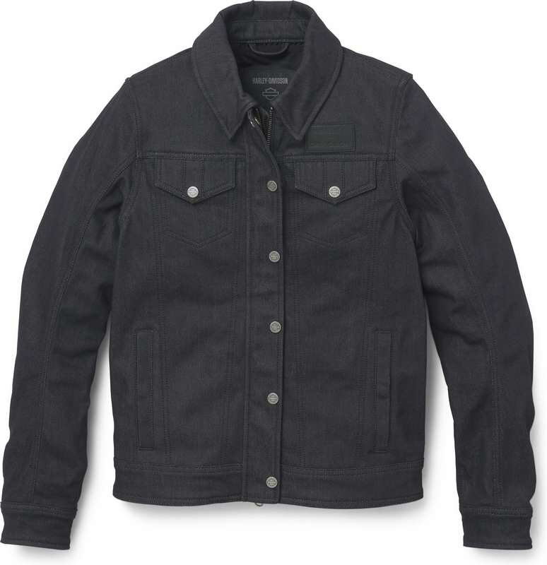 Harley-Davidson Womens'S Chisel Denim Trucker Riding Jacket- Black | 9...