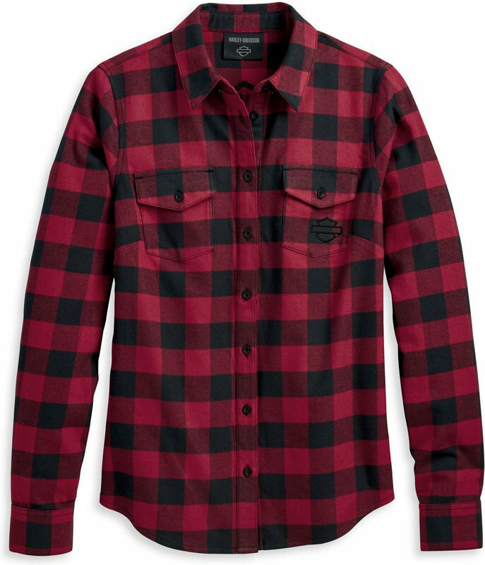 Harley-Davidson Women 039 S Retro Buffalo Plaid Shirt- Yarn Dyed Plaid-Tibetan Red 96279-23VW