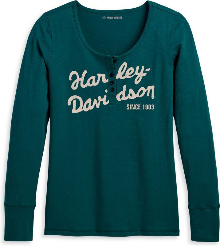 Harley-Davidson Henley-Knit- Deep Teal | 96243-23VW