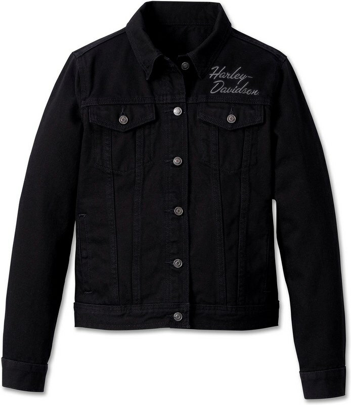 Harley-Davidson Women'S Essential Bar & Shield Denim Jacket- Black Denim | 99041-23VW
