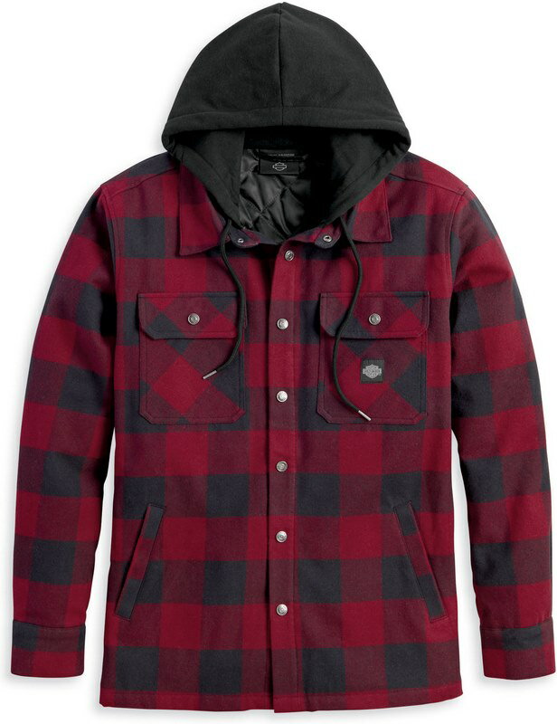 Harley-Davidson Men'S Onwards Hooded Shirt / Jacket- Red Checkered | 96357-23VM