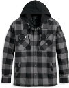 Harley-Davidson Men'S Onwards Hooded Shirt / Jacket- Black Plaid | 96356-23VM
