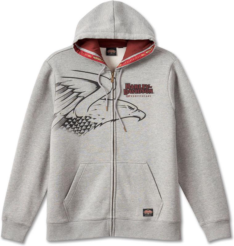 Harley-Davidson Men'S 120Th Anniversary Zip-Up Hoodie- Charcoal Grey Heather | 96521-23VM