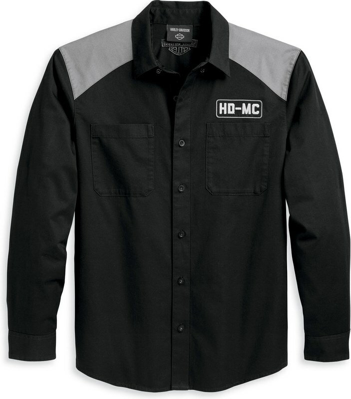 Harley-Davidson Shirt-Woven- Colorblock-Design-Black Beauty | 96368-23VM