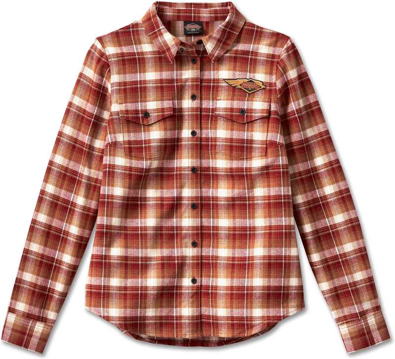 Harley-Davidson Women'S 120Th Anniversary Retro Flannel Shirt- Yarn Dyed Plaid-Merlot | 96746-23VW