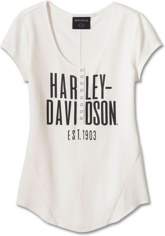 Harley-Davidson Women'S Cali Henley Knit Top- Cloud Dancer | 96132-24VW