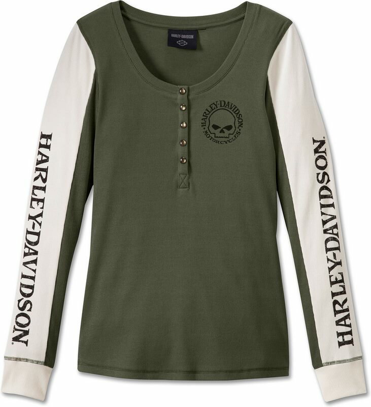 Harley-Davidson Henley-Knit- Colorblock-Design-Grape Leaf | 96260-24VW