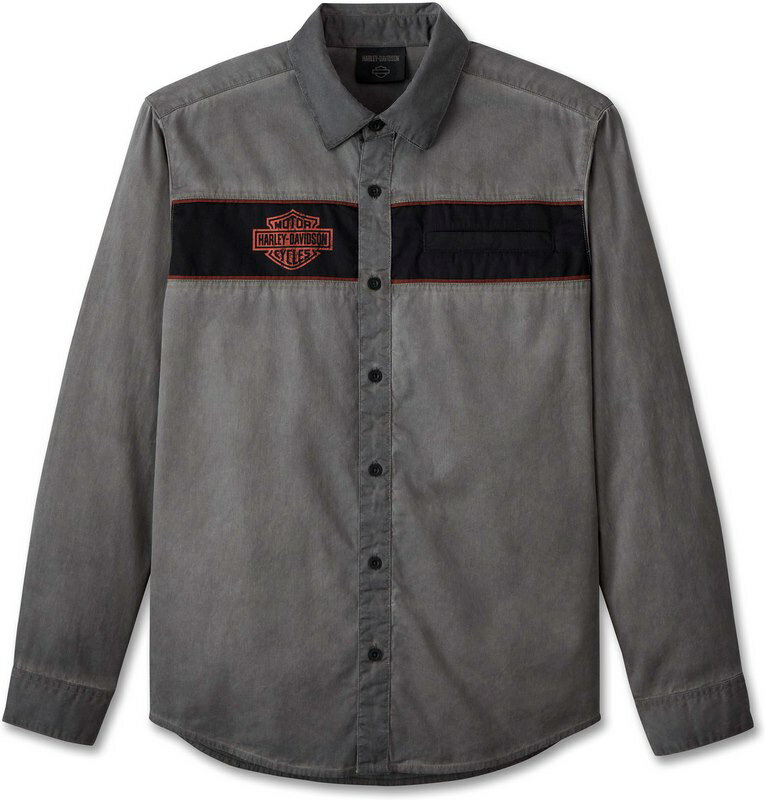 Harley-Davidson Shirt-Woven- Colorblock-Design-Blackened Pearl | 99177-24VM