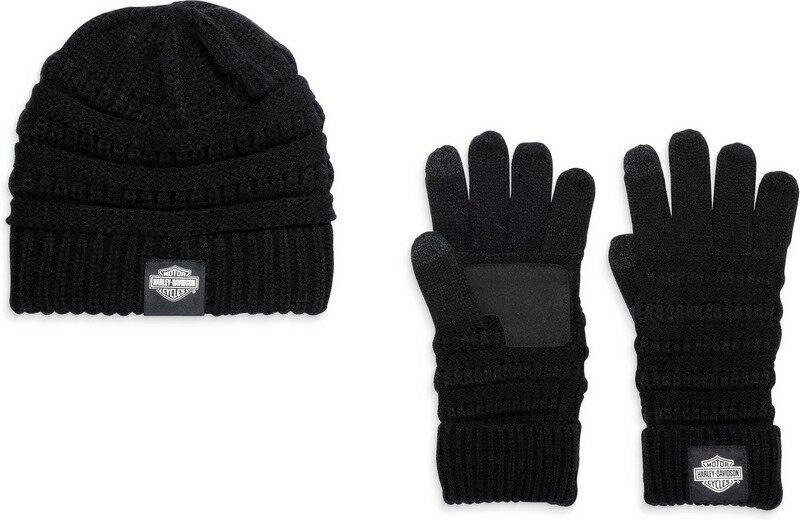 Harley-Davidson Hat/Glove-Set-Knit- Black Beauty | 97710-23VW