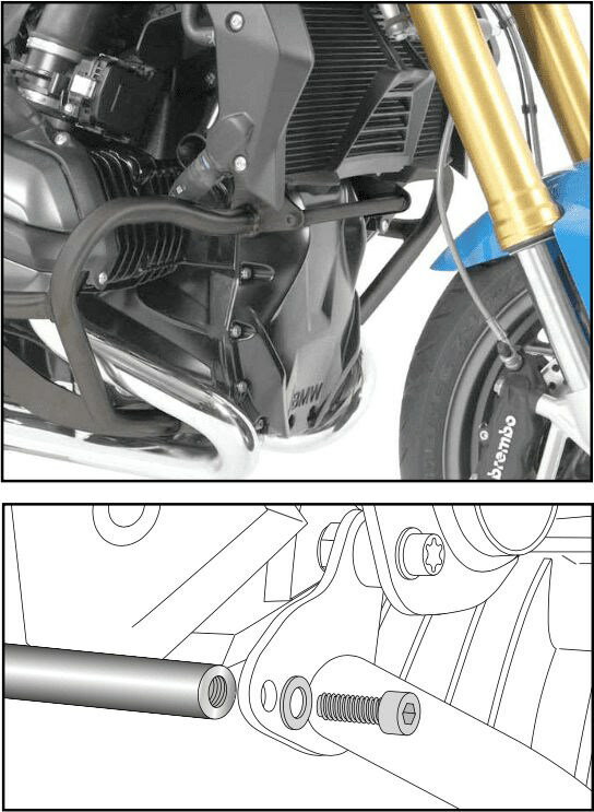 Hepco and Becker / ヘプコアンドベッカー Stiffening ブラケット anthracite for エンジンガード 501668 for BMW R 1200 GS LC