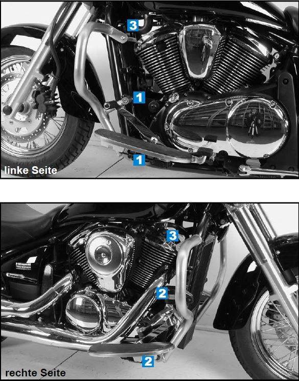 ヘプコ＆ベッカー エンジンプロテクションバー ブラック Kawasaki VN 900 Classic / Vulcan | 501219 00 01