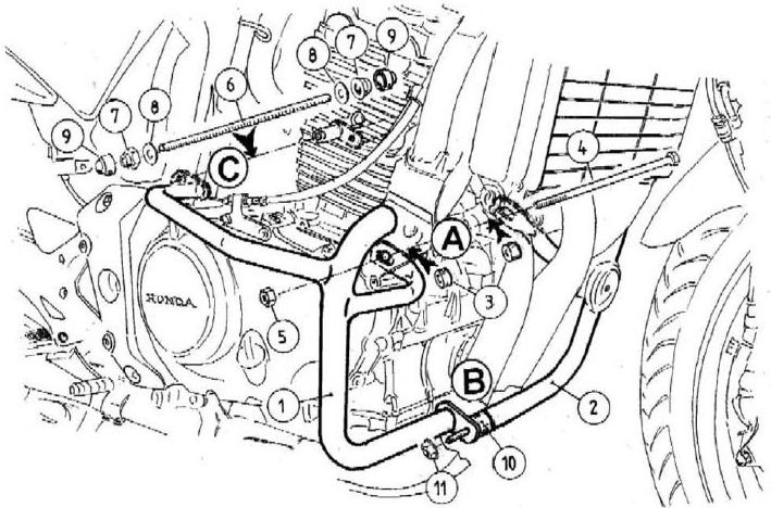 ヘプコ＆ベッカー エンジンプロテクションバー ブラック Honda CBF 500 | 501937 00 01