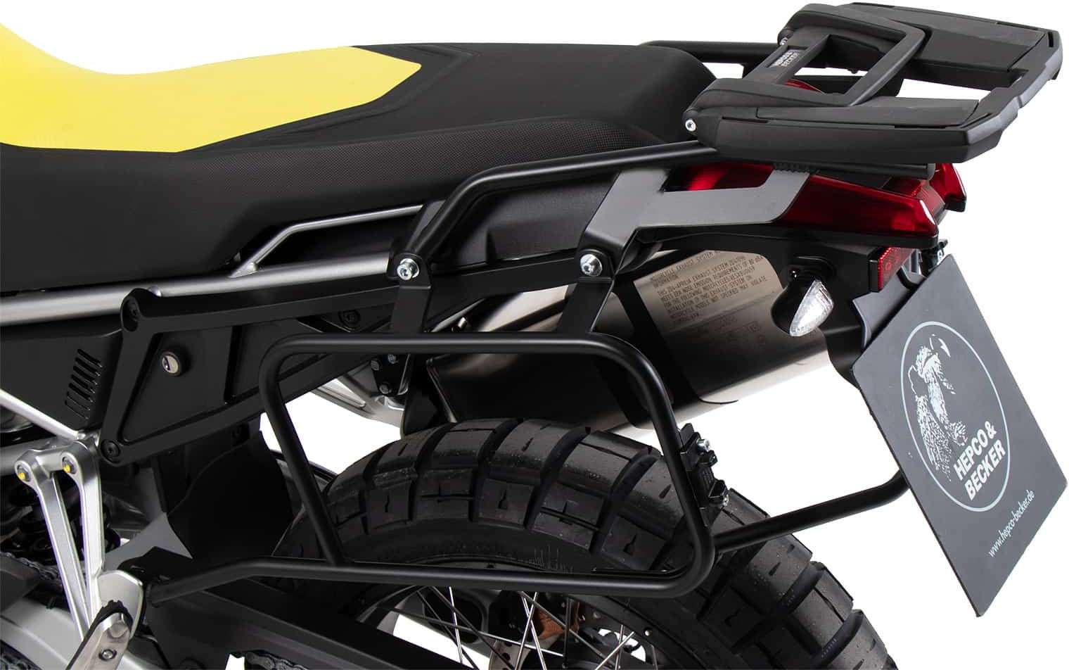 Hepco and Becker / ヘプコアンドベッカー Sidecarrier Cutout ブラック incl. Xplorer sideboxes ブラック for Aprilia Tuareg 6