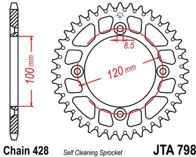 JT ץåS ꥢ ץå 47 Teeth Aluminum Ultra-Light Self-Cleaning 428 Pitch Type 798 | JTA798.47