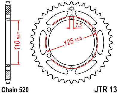 JT スプロケットS リア スプロケット 41 Teeth Steel スタンダード 520 Pitch Type 13 | JTR13.41