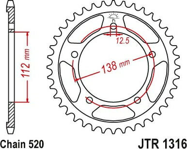 JT ץåS ꥢ ץå 38 Teeth Steel  520 Pitch Type 1316 | JTR1316.38