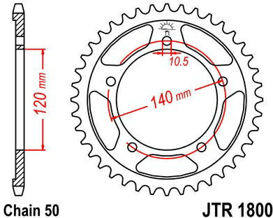 JT スプロケットS リア スプロケット 40 Teeth Steel スタンダード 530 Pitch Type 1800 | JTR1800.40