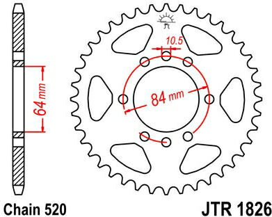 JT ץåS ꥢ ץå 42 Teeth Steel  520 Pitch Type 1826 | JTR1826.42