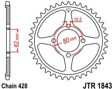 JT ץåS ꥢ ץå 52 Teeth Steel  428 Pitch Type 1843 | JTR1843.54