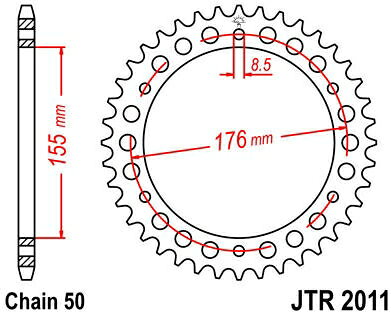 JT スプロケットS リア スプロケット 42 Teeth Steel スタンダード 530 Pitch Type 2011 | JTR2011.42
