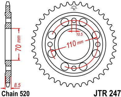 JT ץåS ꥢ ץå 41 Teeth Steel  520 Pitch Type 247 | JTR247.41
