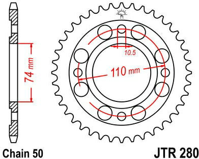 JT スプロケットS リア スプロケット 33 Teeth Steel スタンダード 530 Pitch Type 280 | JTR280.33