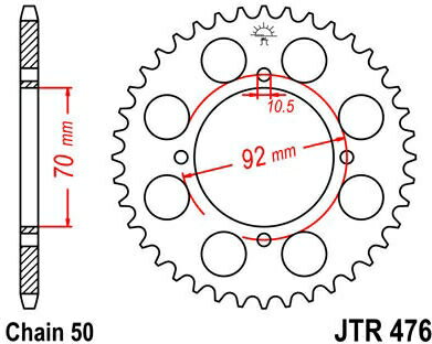 JT スプロケットS リア スプロケット 40 Teeth Steel スタンダード 530 Pitch Type 476 | JTR476.40