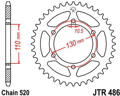 JT スプロケットS リア スプロケット 41 Teeth Steel スタンダード 520 Pitch Type 486 | JTR486.41