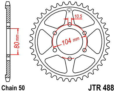 JT スプロケットS リア スプロケット 42 Teeth Steel スタンダード 530 Pitch Type 488 | JTR488.42