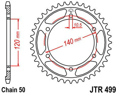 JT スプロケットS リア スプロケット 38 Teeth Steel スタンダード 530 Pitch Type 499 | JTR499.38