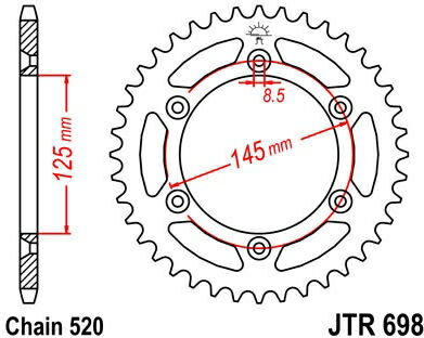 JT スプロケットS リア スプロケット 40 Teeth Steel スタンダード 520 Pitch Type 698 JTR698.40