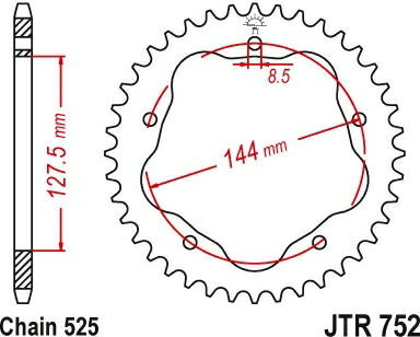 JT ץåS ꥢ ץå 36 Teeth Steel  525 Pitch Type 752 | JTR752.36