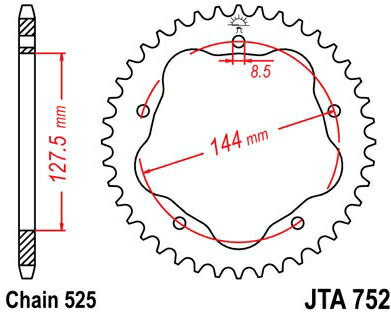 JT スプロケットS リア スプロケット 39 Teeth Aluminium Ultra-Light 525 Pitch Type 752 | JTR752.39