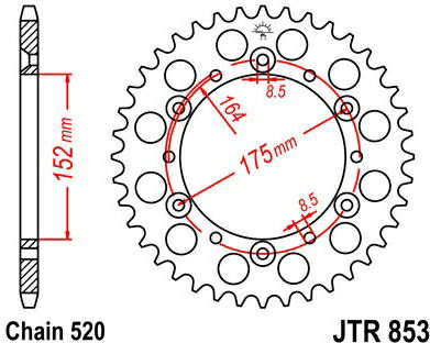 JT スプロケットS リア スプロケット 41 Teeth Steel スタンダード 520 Pitch Type 853 | JTR853.41