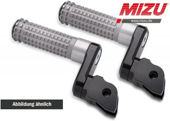 Mizu アジャスタブル レーシング フットペグ ABE認可品 ブラック/シルバー | 409ST3310002