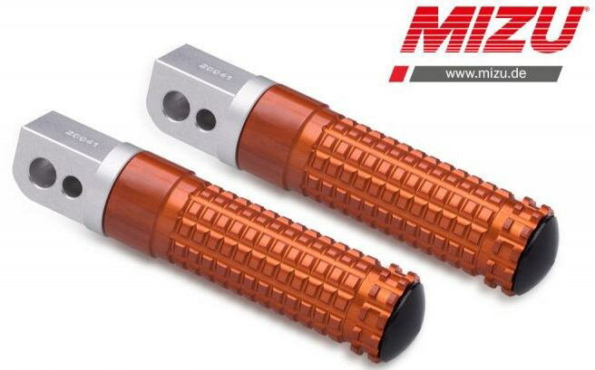 Mizu レーシング パッセンジャーフットペグ ABE認可品 シルバー/オレンジ | 409TO1120026
