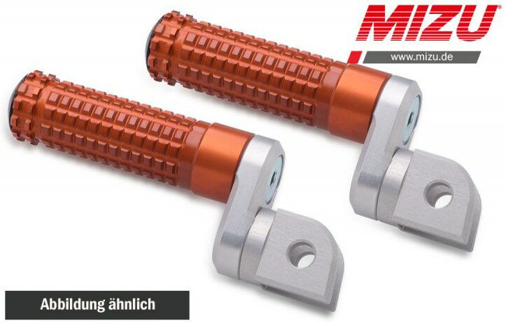 Mizu アジャスタブル レーシング フットペグ ABE認可品 シルバー/オレンジ | 409TO2210010