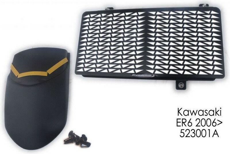 Pyramid Plastics / ピラミッドプラスチック Kawasaki ER-6N ラジエーターガード マットブラック 2006- |