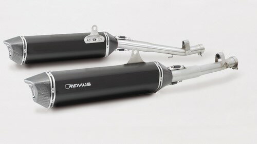 REMUS / レムス ブラック HAWK スリップオンエキゾーストシステム左右 スポーツ （リムーバブル