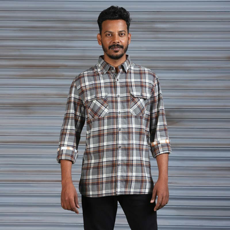 ROYAL ENFIELD / 륨եɽ Madras Check Shirt - Grey | RLASHS230861